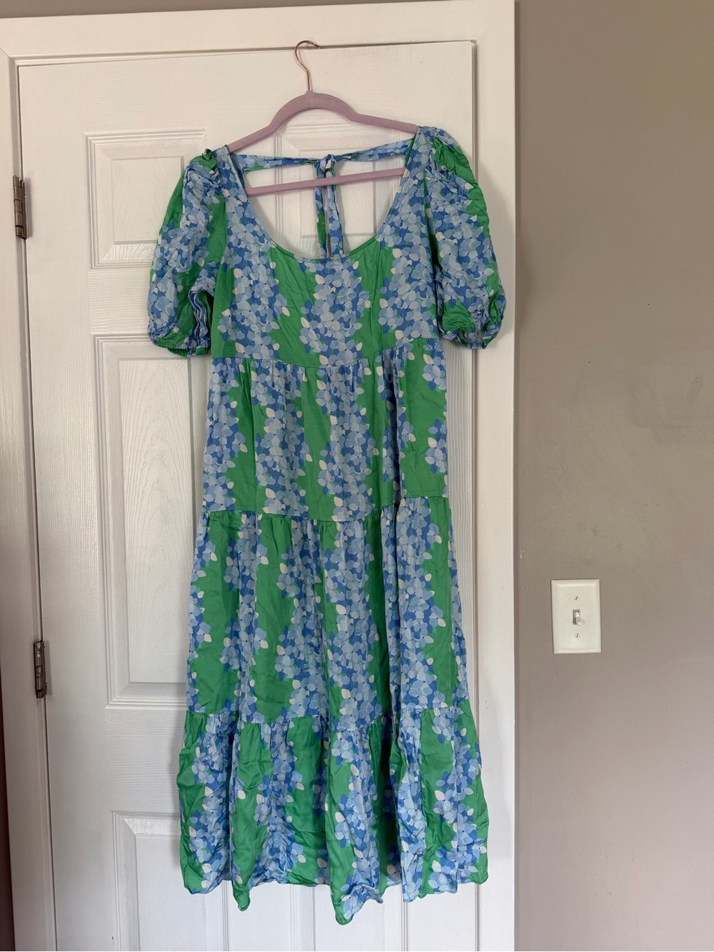 Emily McCarthy Blue Green Floral Flowy Maxi Dress Modest